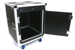 12 SPACE 20″ DEEP RACK MOUNT ATA SHOCK AMP ROAD RACK FLIGHT CASE w/ POCKET DOORS