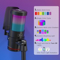 USB Microphone for PC Mac iPhone & Android, Podcast Mic with Noise Cancellati…