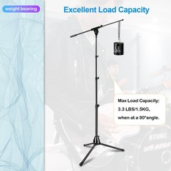 Microphone Stand Floor Foldable Mic Stand Heavy Duty Tripod Boom Arm with 2 S…