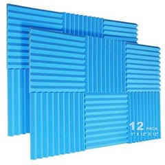 12 Pack Acoustic Foam Panels, 1″ X 12″ X 12″ No-Adhesive 1 Inch 12 Pack Blue