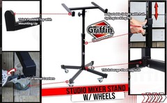 GRIFFIN Studio Music Mixer Stand on Wheels – DJ Recording Gear Cart Table Mount