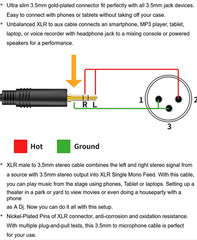 9ft XLR 3pin Female to 3.5mm 1/8″ TRS Male Cable Audio Adapter Microphone Cable