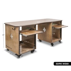 Sound Town DIY Studio Desk w/ Dual 13U Side Cabinets Weathered Brown (SDRK-WS69)