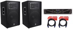 (2) JBL Pro JRX215 15″ 2000w 8 Ohm PA/DJ Speakers+Crown Power Amplifier+Cables