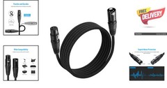 Noise-Cancelling 10FT XLR Microphone Cable – Studio Quality Braided Flexibility