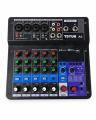TEYUN A6 6-Channel Stereo Mixer DSP Phantom Power 24-bit/48kHz