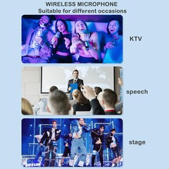 2PCS Professional VHF Wireless Microphone Handheld Mic System Karaoke w/Receiver