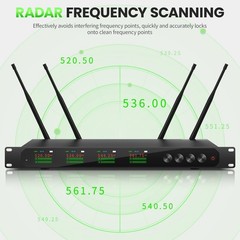 XTUGA LSY-104 Wireless Microphone System 4 Channel UHF Metal 650ft Range Karaoke