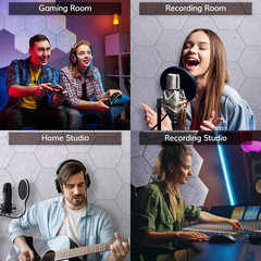 12 Pack Hexagon Acoustic Panels, 12″X 10″X 0.4″ Self-Adhesive Sound Proof