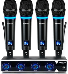 4 Channel Rechargeable Wireless Microphone System, Pro UHF Metal Handheld Wirele