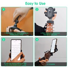 Guitar Bass Phone Holder Clip Stand 360°Rotating Mount for Musicians Live Stream
