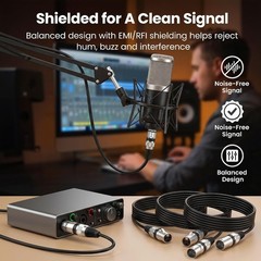 2-Pack 3ft XLR Cable: High-Speed Shielded Mic Cable for Reliable Connections