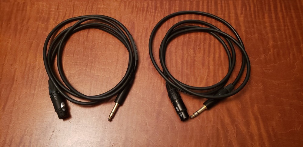PAIR of Mogami Neglex 2534 6ft Shielded Cables XLR Female to 1/4in TRS Male