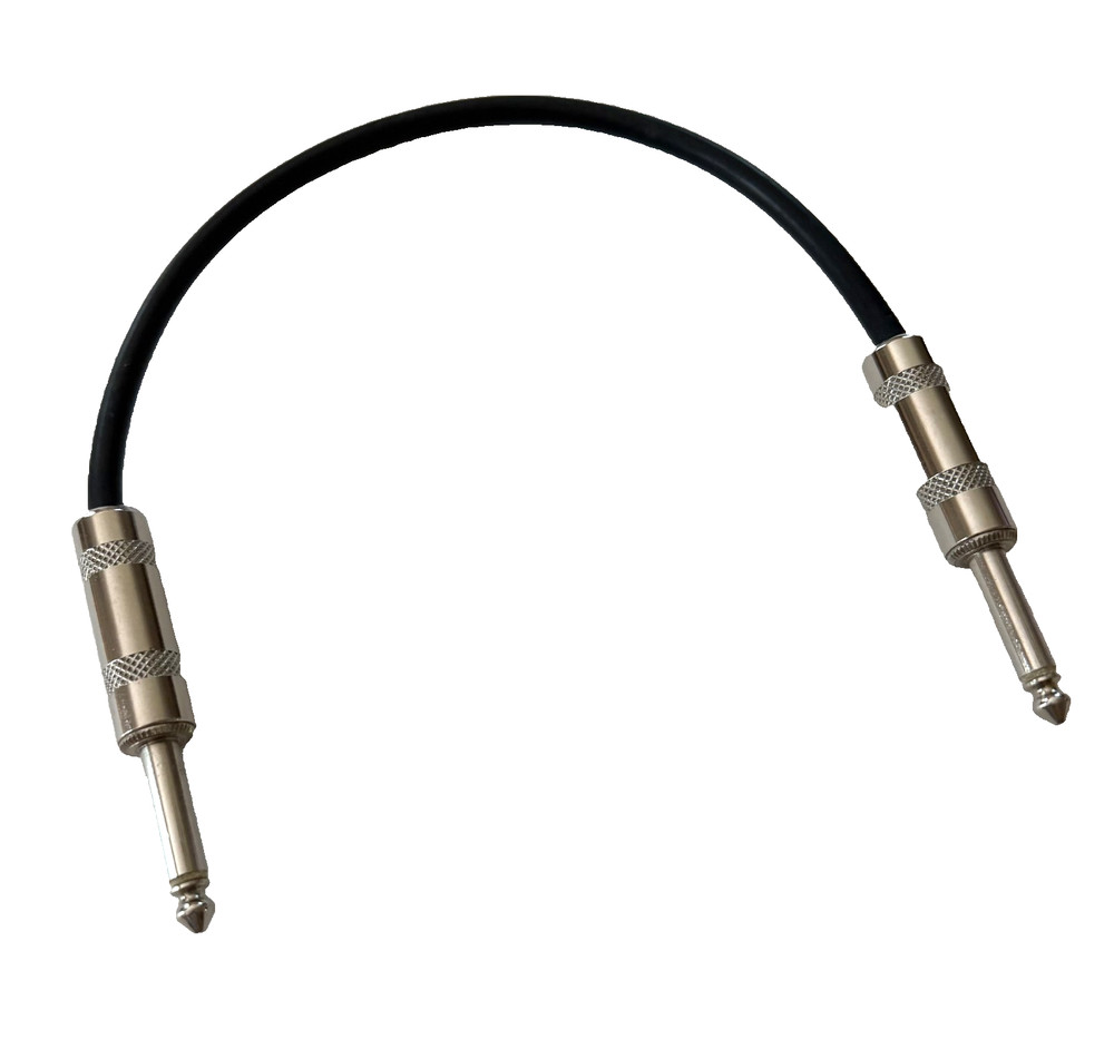 1ft 1/4 inch Black Patch Cable Straight x2 Male Connectors Instrument Cable