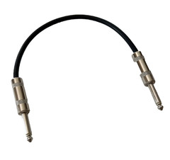 1ft 1/4 inch Black Patch Cable Straight x2 Male Connectors Instrument Cable