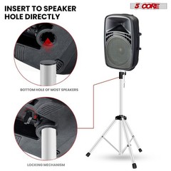 5Core Speaker Stand Tripod Tall Adjustable 72 Inch DJ Studio Monitor Stands Pole