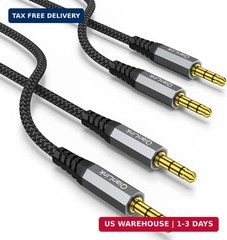 2 Pack AUX Cable, (6.6ft/2m, Hi-Fi Sound) 3.5mm TRS Auxiliary Audio Cable Nylon