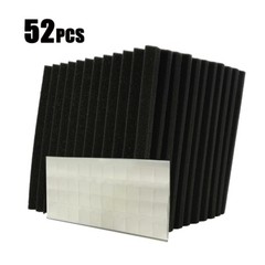 52pack 12x12x1“ Black Acoustic Foam Wedge Sound Absorb Panel 260 Nano Adhesive