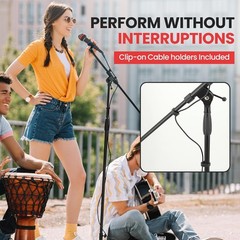 Pyle Universal Tripod Microphone Stand-Knob Boom Extends Up to 31“, Lightweight