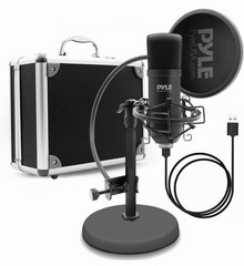 Pyle USB Audio Cardioid Condenser Mic w/Desktop Stand and Pop Filter PDMIKT120