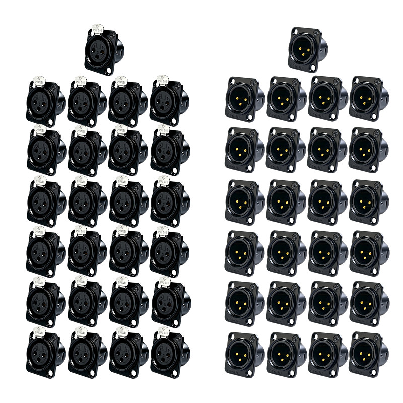 XLR 3Pin Female & Male Metal Panel Mount Chassis Connector Nickel plated housing