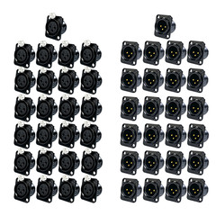 XLR 3Pin Female & Male Metal Panel Mount Chassis Connector Nickel plated housing