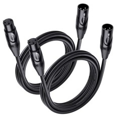 2-Pack Premium XLR to XLR Cables – 6ft, Male to Female Microphone Cable, Black