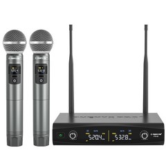 Phenyx Pro PTU-52-2H Wireless Microphone System Dual Handheld UHF 200ft Church