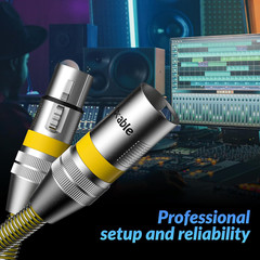 Cable de micrófono XLR premium de 25 pies, resistente, 22 AWG OFC, blindado de 3
