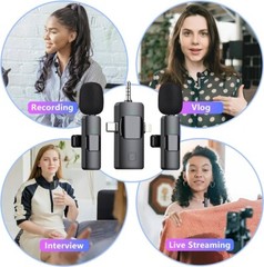 Microphone Wireless Lavalier Cordless For iPhone iPad Android, 8 Hours 3 in 1