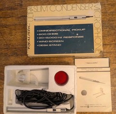 VINTAGE – REALISTIC 33-1050A ULTRA SLIM CONDENSER MICROPHONE 600 OHMS Excellent