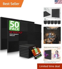 Sound Absorbing Wedge Panels – 50 Pack, 2″ x 12″ Foam for Acoustic Treatment