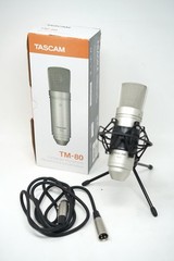 Tascam TM-80 Studio Condenser Microphone Silver with Shockmount Tripod XLR Cable