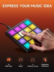 Donner STARRYPAD MINI Drum Machine 16 Pads Beat Maker Note Repeat Controller