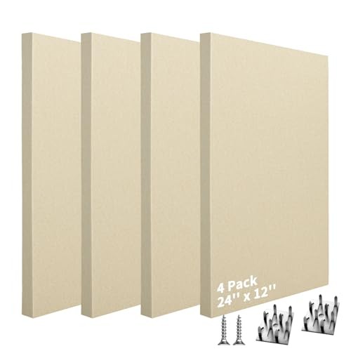 4 PCS Acoustic Panels, 24“x12“ Fabric Soundproof Wall Panels, 4 Pack Linen