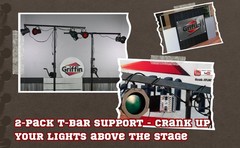 DJ Light Cross Bar Mount for Lighting Stands – 2 Pack T-bar Holder Stage PA Gear