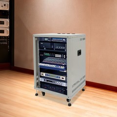 15U Component Rack Cabinet DJ Equipment Cabinet for Audio Video w/ Feet&Wheels