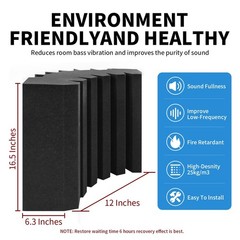 Focusound 4 Pack Bass Traps Corner Acoustic Foam 4 Pack-Bass
