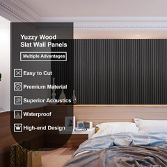 Rustic Black Oak Acoustic Wood Panels – 4 PCS for Wall & Ceiling Decor