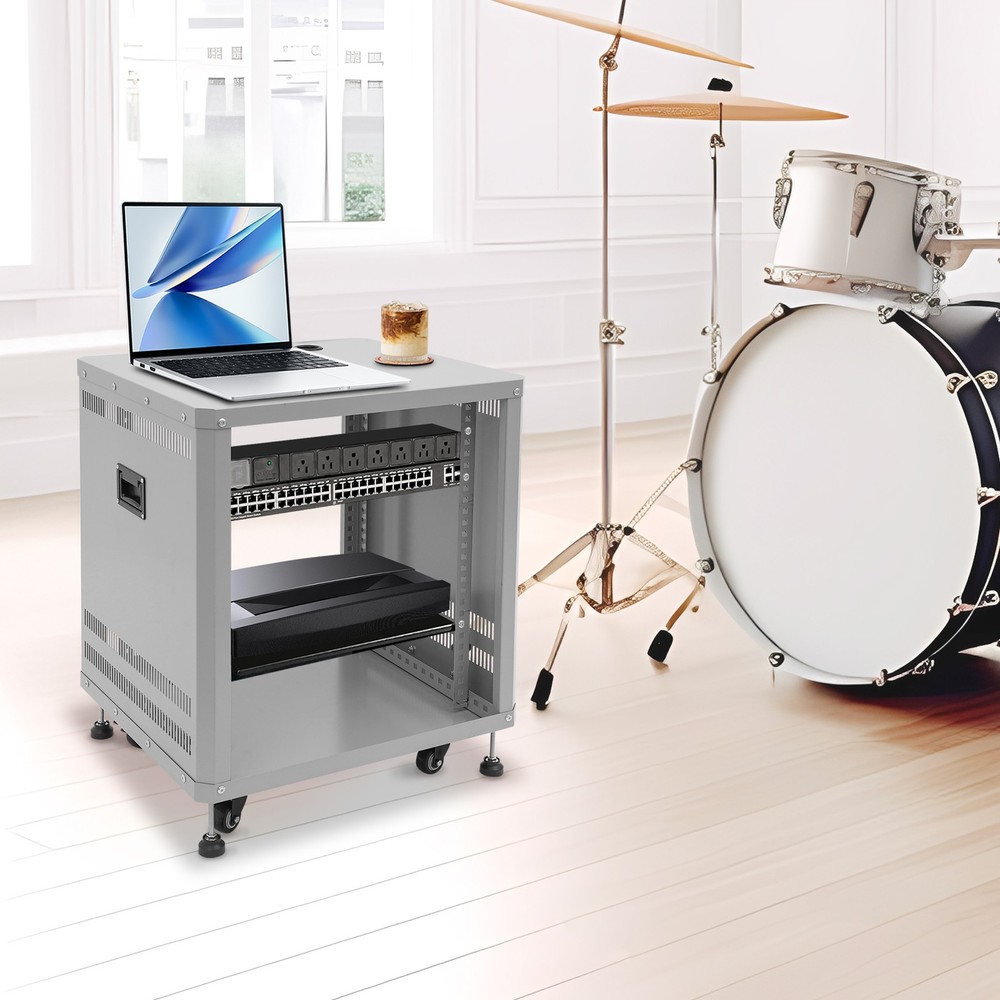 Grey 12U 19.8*22.4*23.6 in Carbon Steel Network & Stereo Rack For Nightclubs