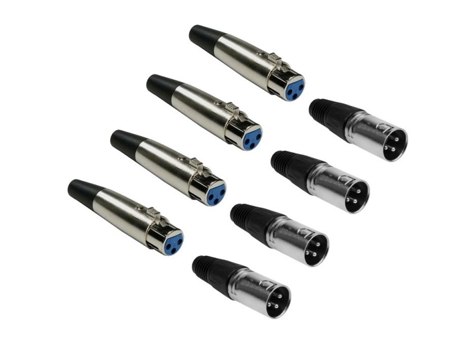8 Lot XLR 3-Pin Male Female Audio Mic Microphone Adapter Cable Connector Plug