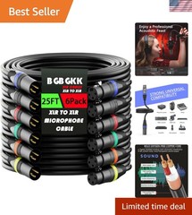 XLR Cables 25ft 6 Pack, Professional XLR Microphone Cable Male to Female, Gol…