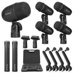 Depusheng 7-Piece Drum Microphone Set with 5 Dynamic Percussion Microphones a…