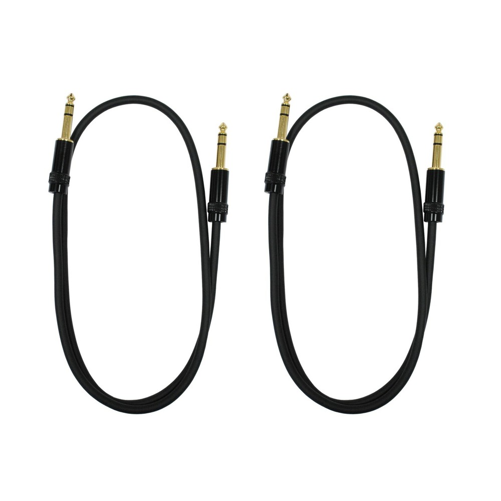 2-Pack Audio2000’s E08103P2 3 Ft 1/4″ TRS to 1/4″ TRS Patch Cable