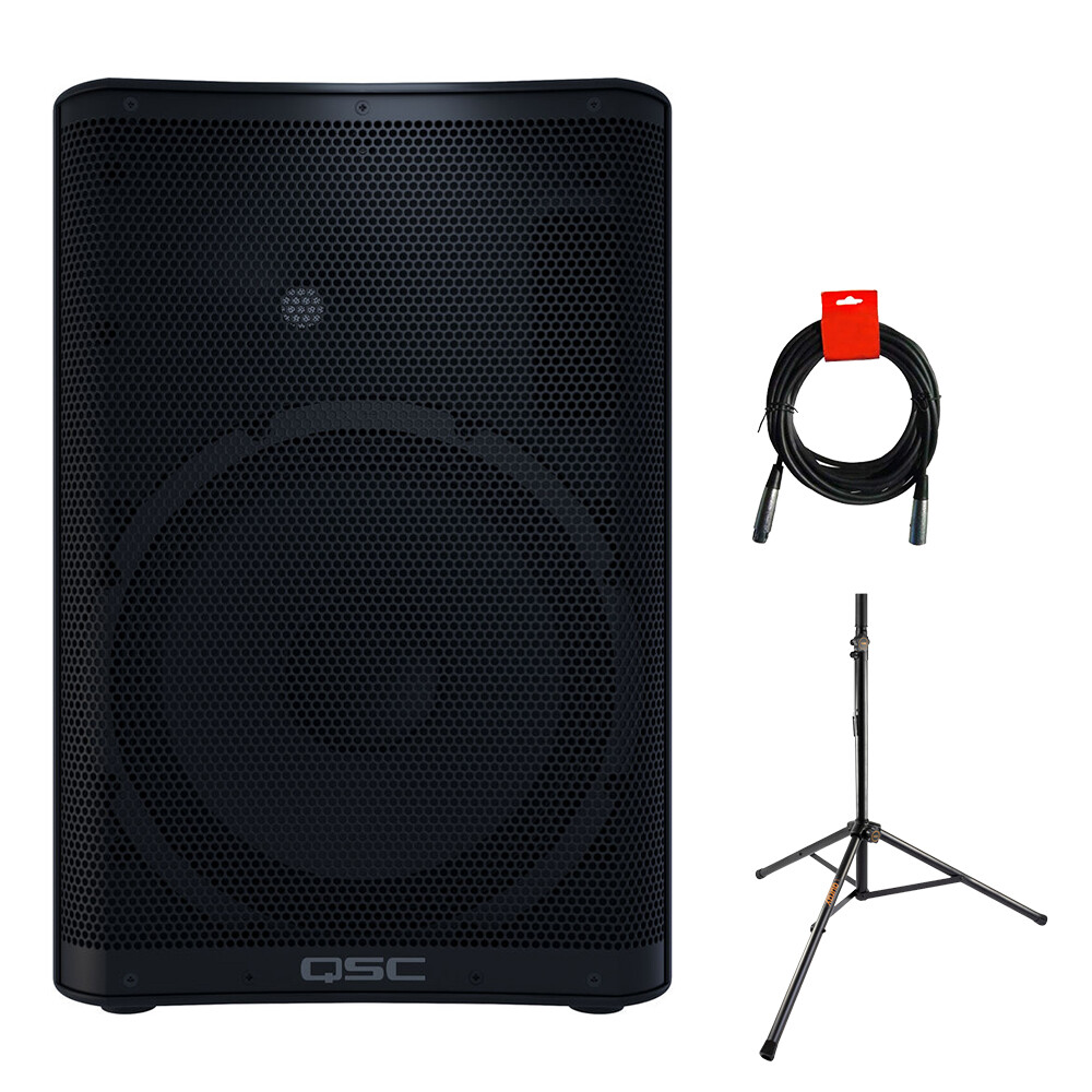 QSC CP12 12-Inch Compact Powered Loudspeaker w/ Stand & XLR Cable