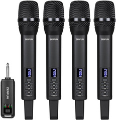 4 Rechargeable Wireless Microphones for Karaoke, Church & Parties – Black