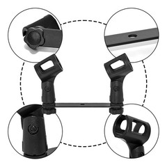 1-to-2 Mic Mount Bar, Microphone Holder, Fits Most Mic Stands, Boom Arms, Dual