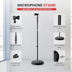 Microphone Stand – Universal Mic Mount with Heavy Compact Base, Height