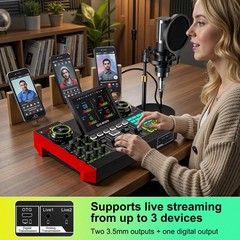 Podcast Equipment Bundle with Live Sound Card Audio Mixer, 3.5mm Condenser Mi…