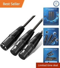 Balanced XLR Y-Splitter Cable – Dual Female to Male, 1.5ft Weatherproof Design